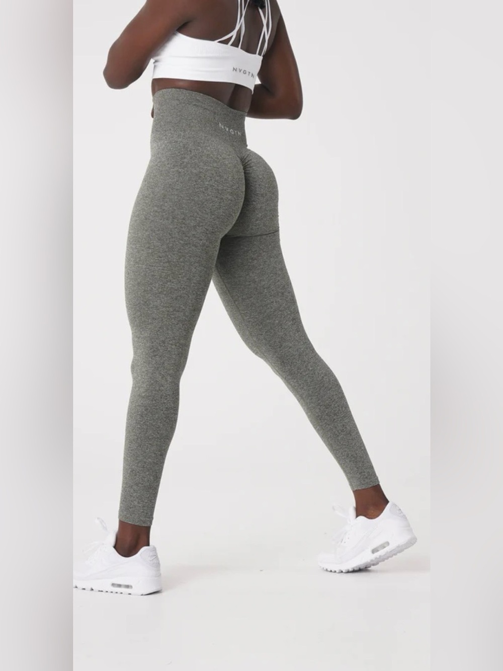 NVGTN Khaki Green Scrunch Seamless Leggings S:S